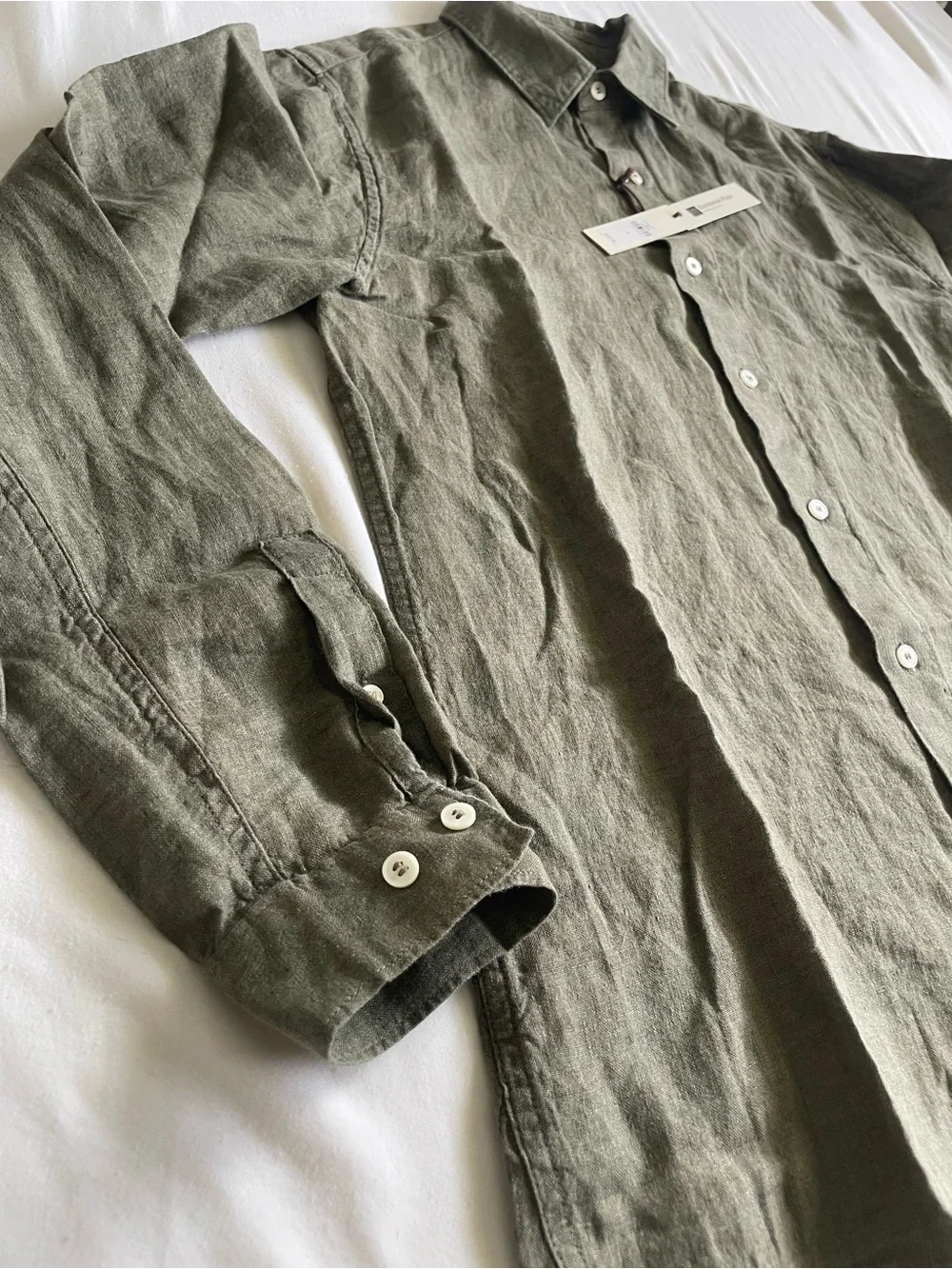 Banana Republic Olive Green Linen Button-Front Shirt